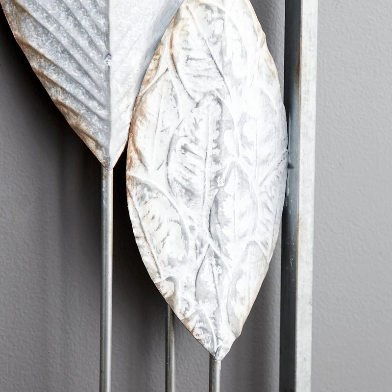 Silver Iron Leaves Wall Decoration