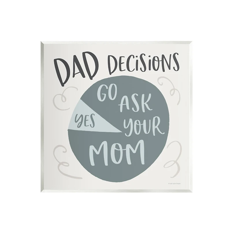 Stupell Industries Humorous Dad Decisions Pie Chart Phrase Wall Plaque Art