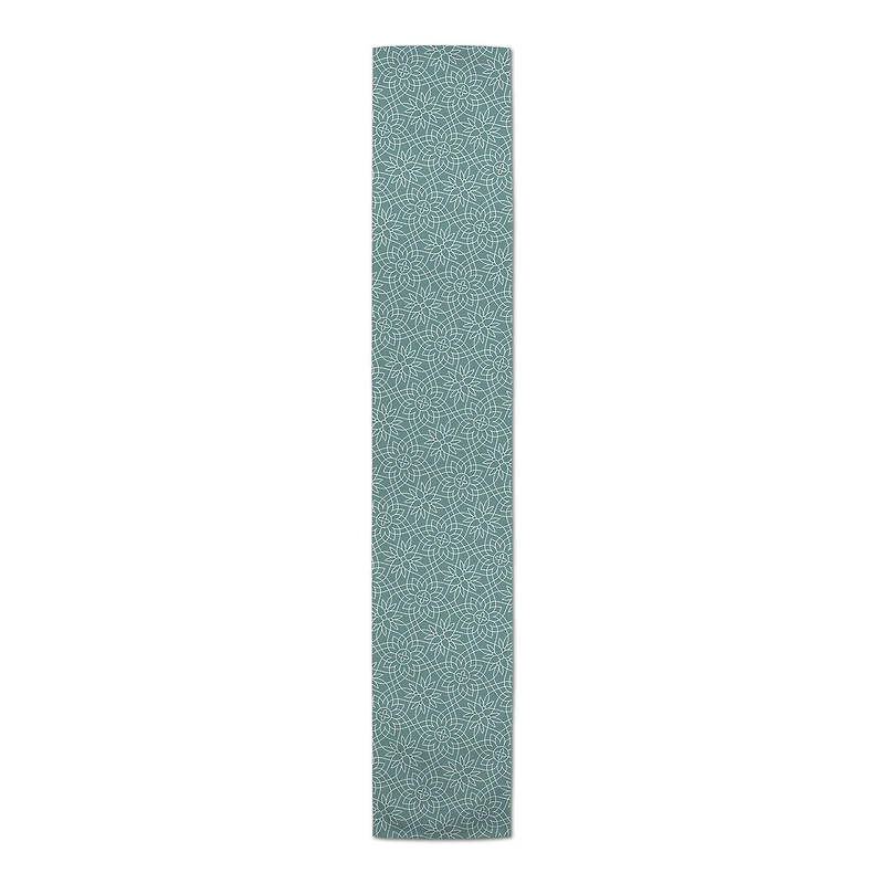 Teal Floral Poly Twill Table Runner