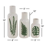White Stoneware Coastal Style Vase Set
