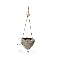Hello Honey® 7.5" Ivory Hanging Stoneware Seashell Planter with Rope
