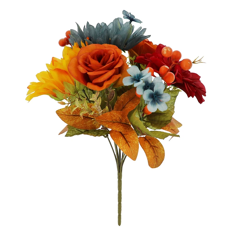 14" Blue & Orange Sunflower & Rose Mix Deluxe Bush by Ashland®