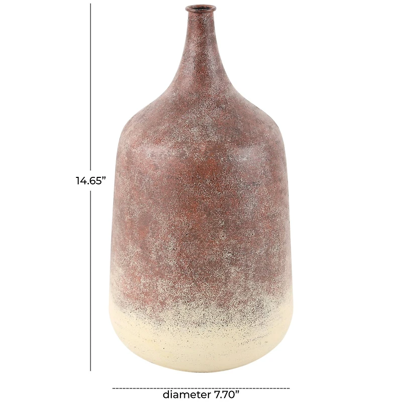 15" Copper Metal Distressed Textured Vase