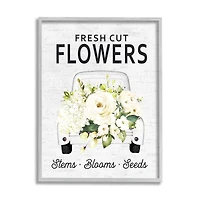 Stupell Industries Fresh Cut Flowers Sign Quaint Country Truck in Gray Frame Wall Art