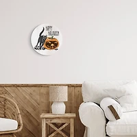 Stupell Industries Happy Halloween Pumpkin Cat Wall Plaque Art