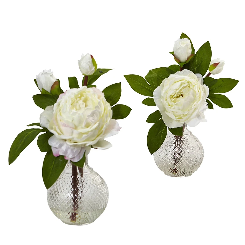 11.5" Peony in Textured Vase, 2ct.
