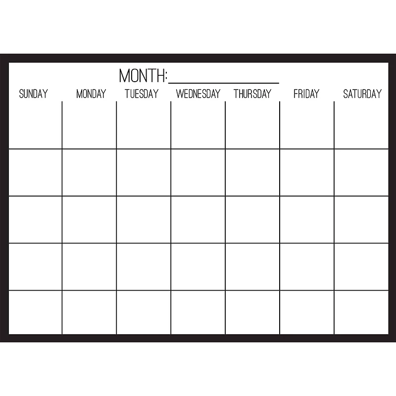 WallPops Clear with Black Edge Monthly Dry Erase Calendar