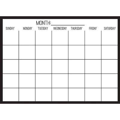 WallPops Clear with Black Edge Monthly Dry Erase Calendar
