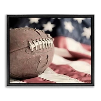 Stupell Industries Football & American Flag Floater Framed Art