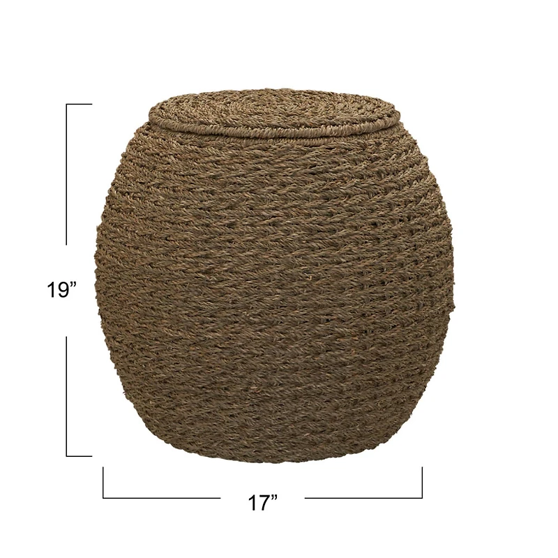 Household Essentials 19" Woven Natural Seagrass Storage End Table