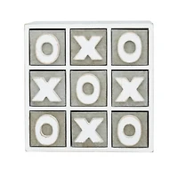 White Wood Traditional Tic Tac Toe Cabinet, 11" x 11" x 9"