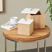 Light Brown Box Set with Whitewashed Wood Lids