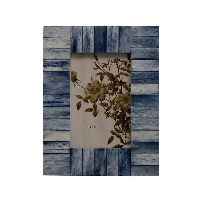 Hello Honey® Blue Wood & Bone 4" x 6" Photo Frame