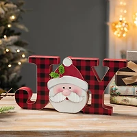 Glitzhome® 11.75'' JOY Wooden Christmas Plaid Table Décor