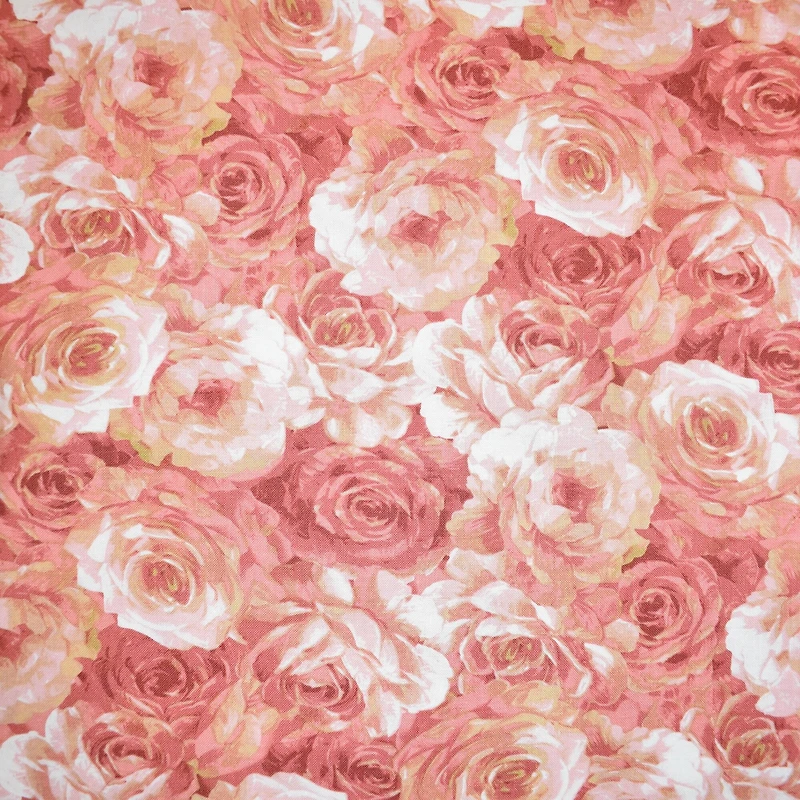 Feldman Floral Packed Pink Rose Cotton Fabric