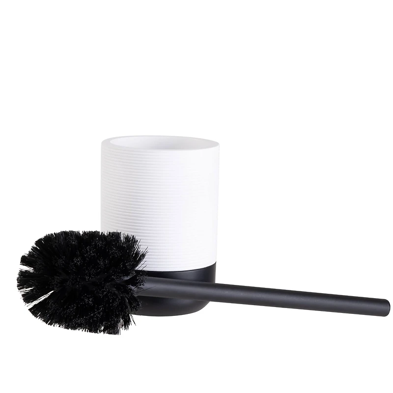 Bath Bliss Black & White Toilet  Brush & Holder Set