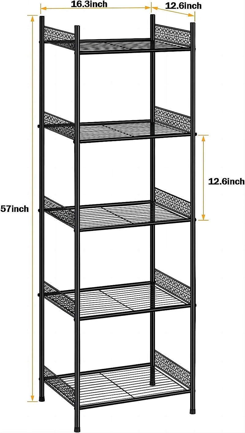 NEX™ 57" Black 5-Tier Wire Storage Organizer