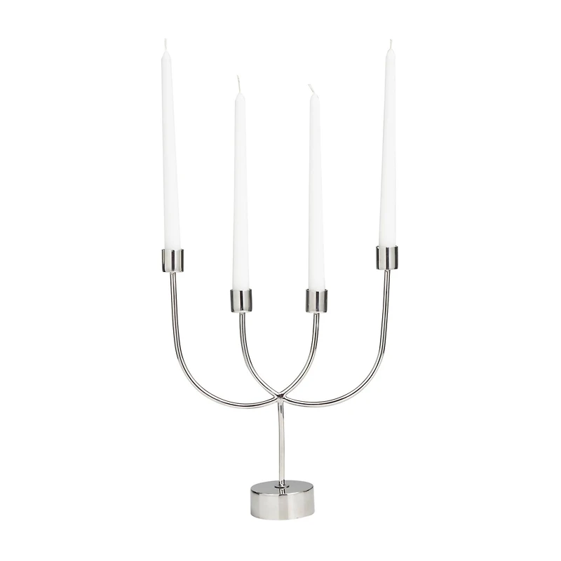 The Novogratz 13" Silver Stainless Steel Overlapping U-Shaped Candelabra
