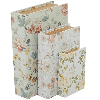 Vintage Floral Canvas Faux Book Box Set