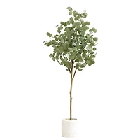 6ft. Artificial Eucalyptus Tree with White Decorative Planter