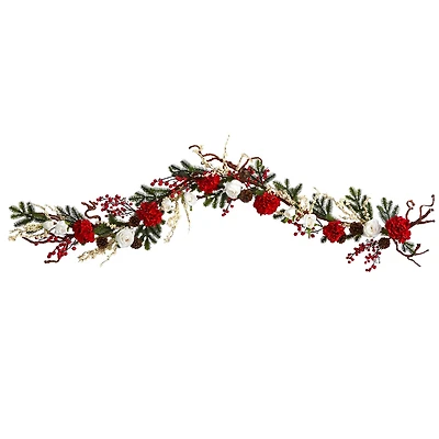 6ft. Hydrangea with White Roses Garland