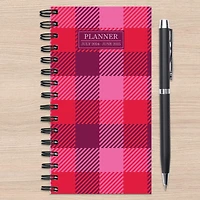 TF Publishing 2025 Pink Plaid Small Weekly Monthly Spiral Planner