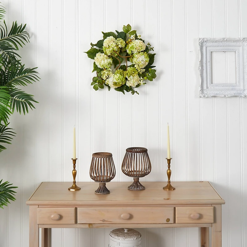 22” Green & Cream Hydrangea Wreath