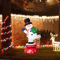 Glitzhome® 6ft. Lighted Inflatable Rotating Snowman Décor