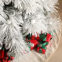 Glitzhome® 9ft Pre-Lit Flocked Full Pine Artificial Christmas Tree, Warm White LED Lights