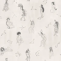 Mr. Kate Luna Zodiac Cream & Graphite Toile Peel & Stick Wallpaper