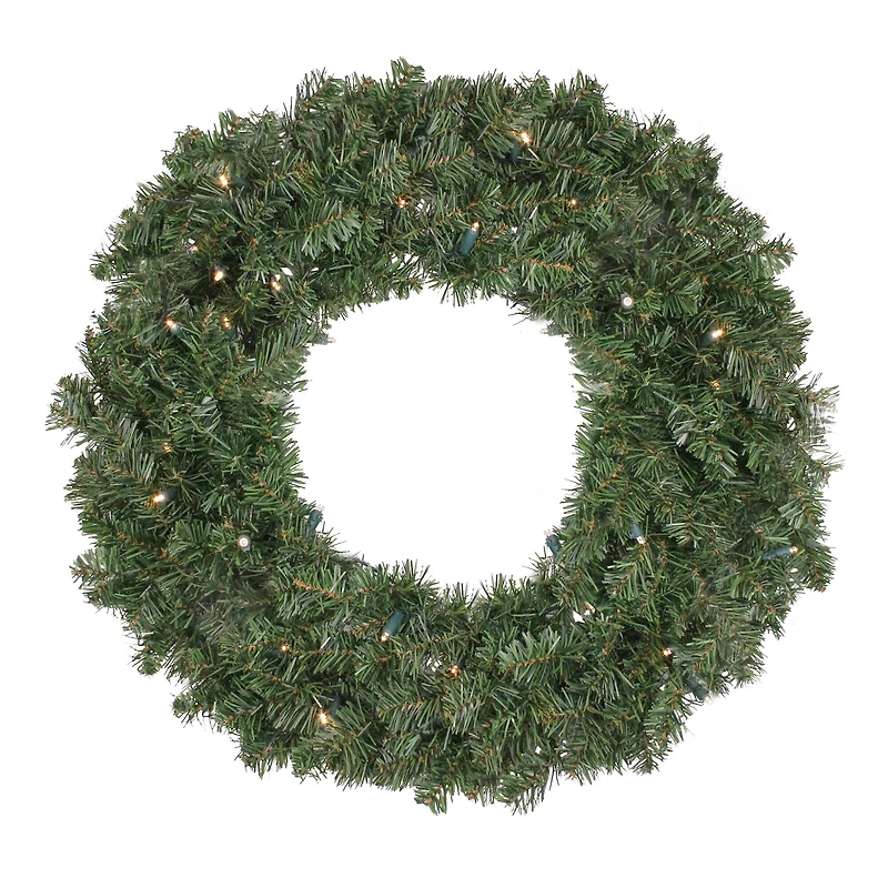 24" Pre-Lit Canadian Pine Artificial Christmas Wreath