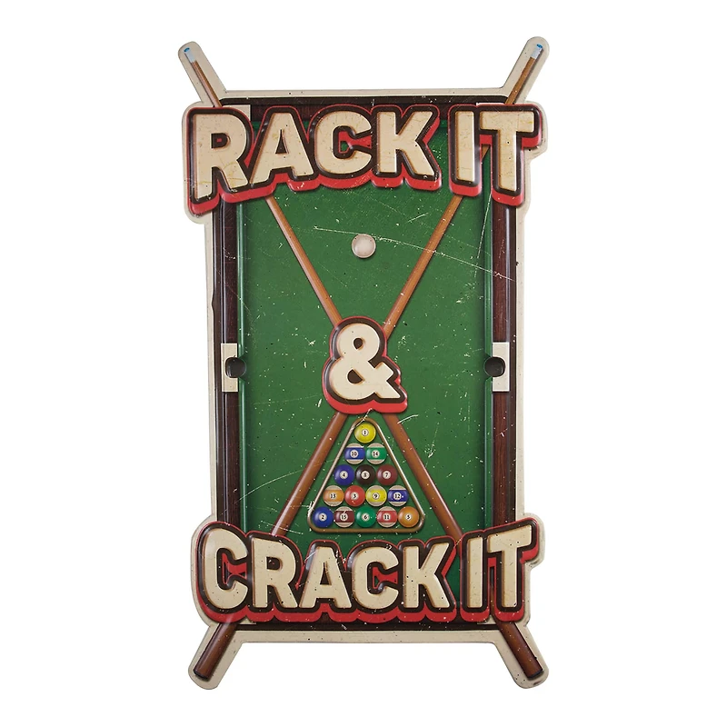 Rack it Crack it Pool Table Sticks Embossed Metal Sign