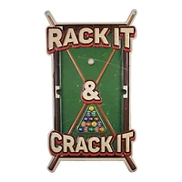 Rack it Crack it Pool Table Sticks Embossed Metal Sign