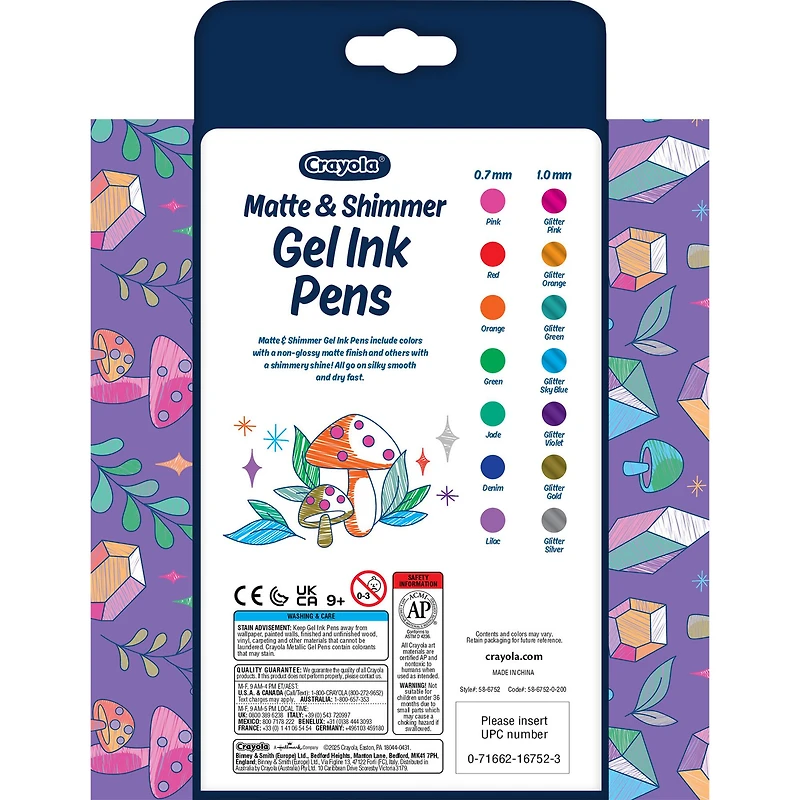 Crayola® matte & shimmer gel ink markers, 14ct.