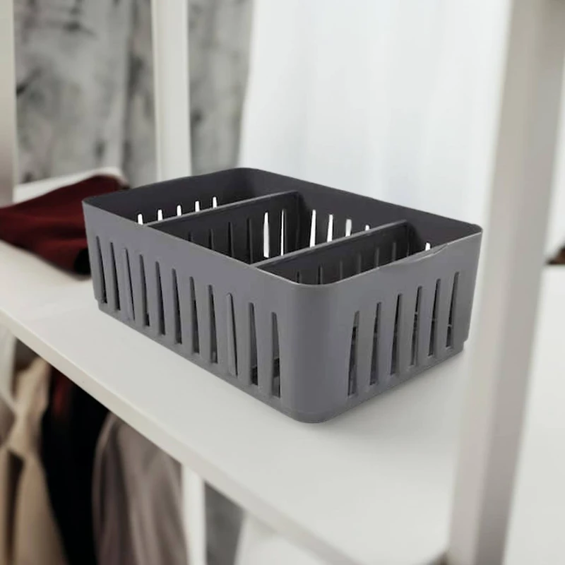 Simplify Gray Stackable Organizer Bin with Adjustable Dividers