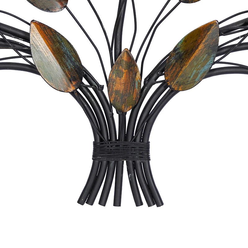 Brown Metal Leaf Foliage Wall Accent