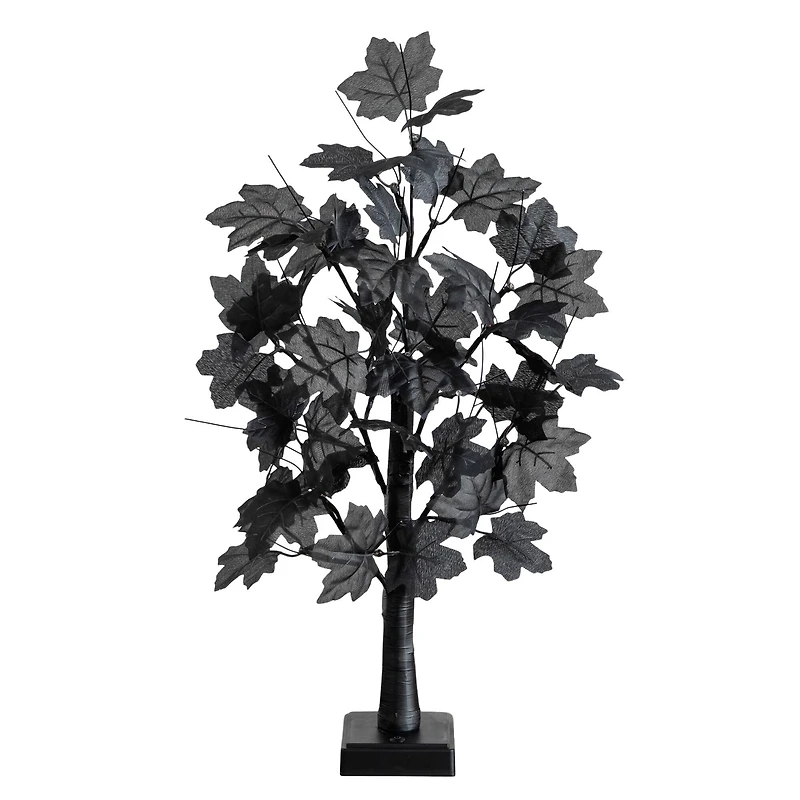 2ft. Pre-Lit Artificial Halloween Black Maple Tree with 24 Orange & Purple LED Lights