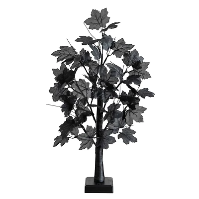 2ft. Pre-Lit Artificial Halloween Black Maple Tree with 24 Orange & Purple LED Lights