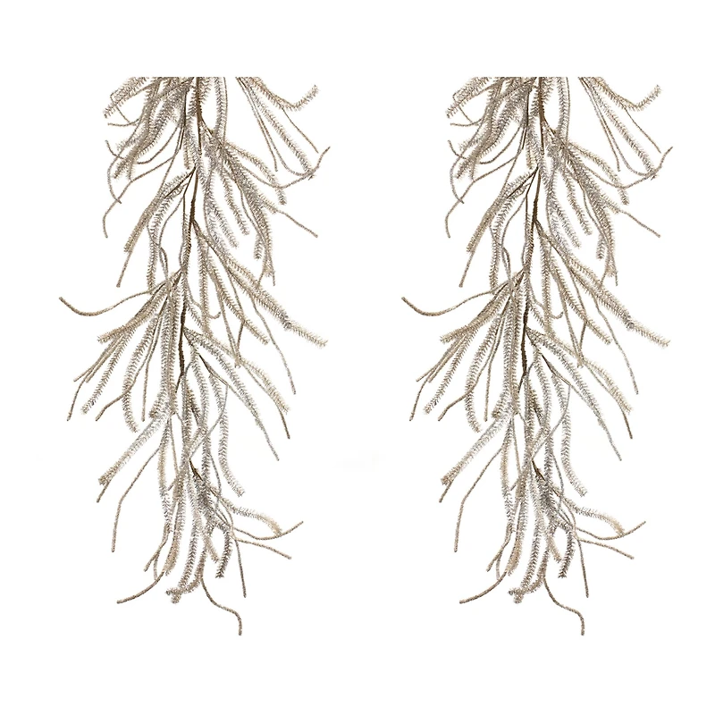 5ft. Christmas Silver Glitter Pine Garlands, 2ct.