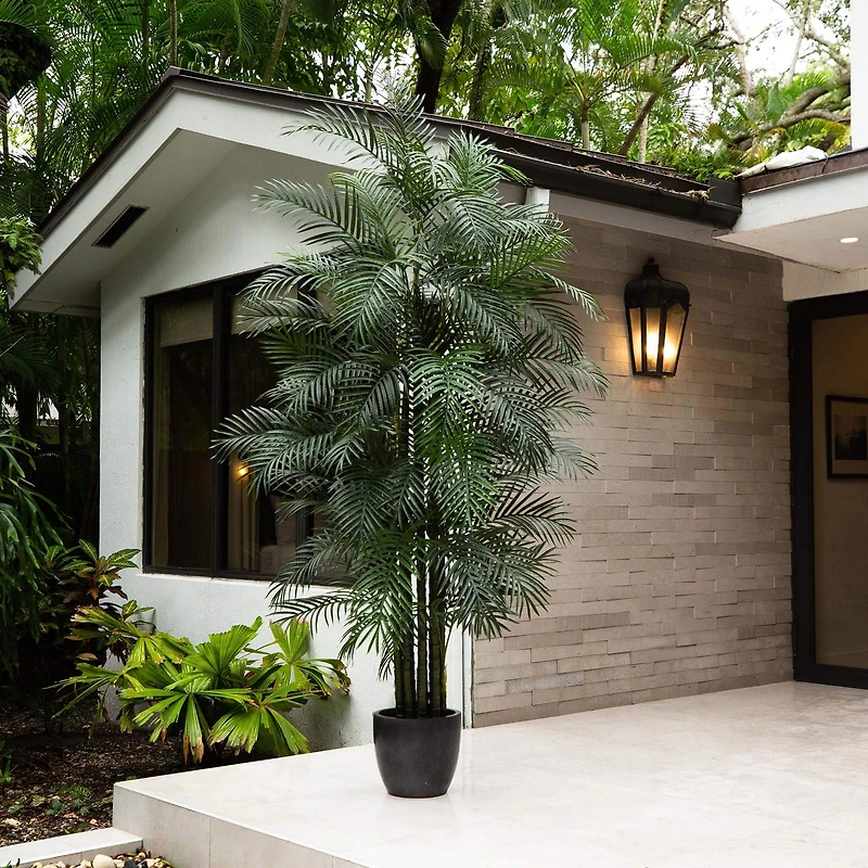 10ft. Potted Green UV Resistant Artificial Areca Palm Tree
