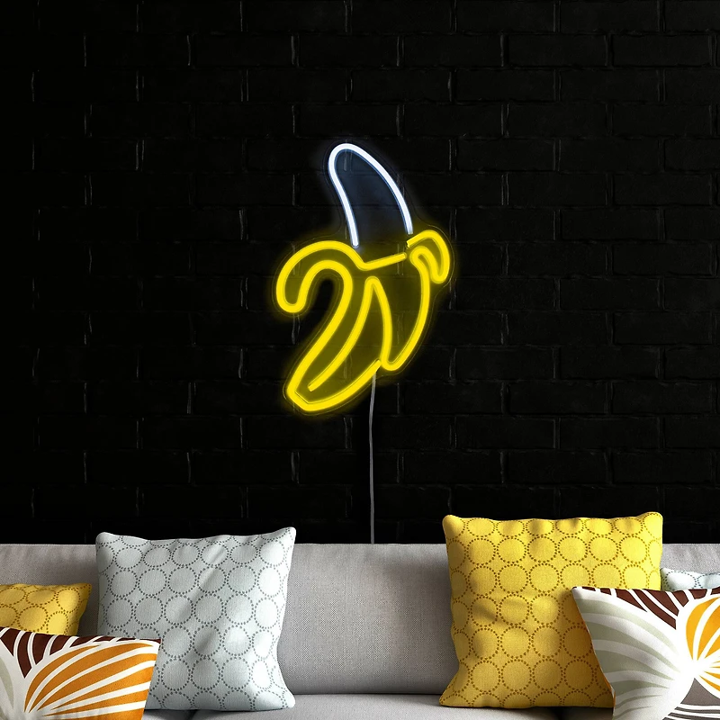 18" Yellow LED Neon Style Banana Wall Décor