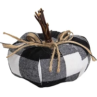 4.5" Black & White Buffalo Plaid Plush Fall Harvest Pumpkin