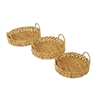 Brown Seagrass Coastal Tray, Set of 3" 19", 16", 14"