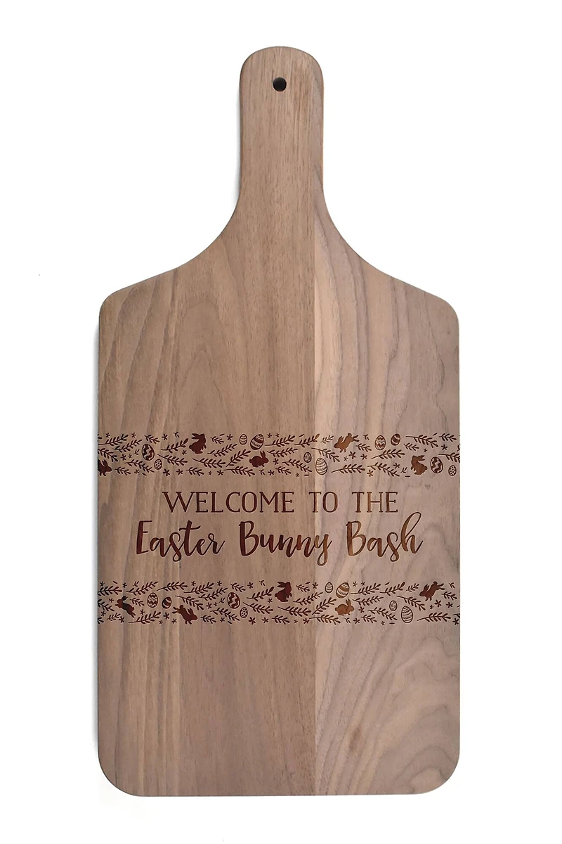 Easter Bunny Bash 8" x 17" Walnut Paddle Cutting Board