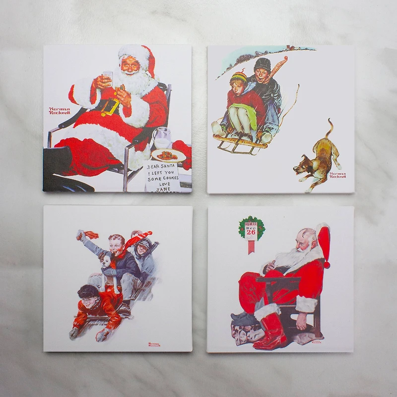 Norman Rockwell Classic Christmas Scene Canvas Prints Set, 4ct.