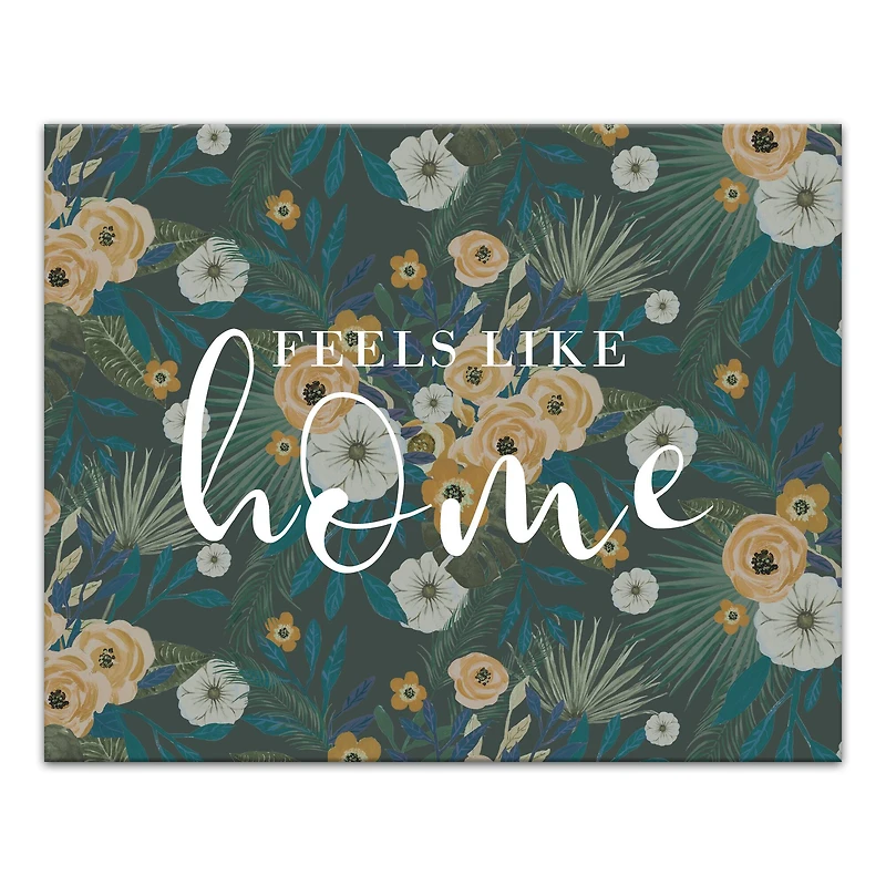 Feels Like Home Tropical Floral Canvas Wall Art