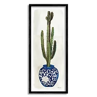 Stupell Industries Cactus in Blue Ornate Vase Wall Accent with Frame