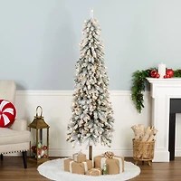 6.5ft. Pre-Lit Snowy Grand Alpine Slim Artificial Christmas Tree, Clear Lights
