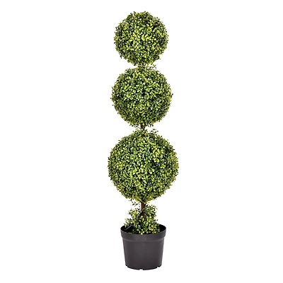 4ft. Artificial Triple Ball Green Boxwood Topiary