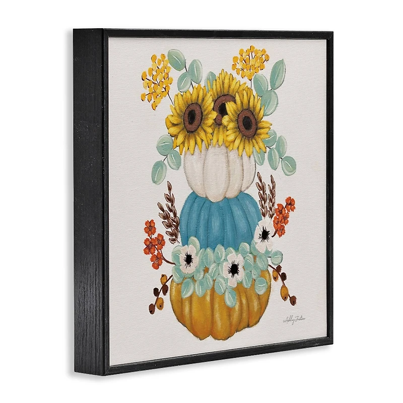 Stupell Industries Seasonal Flower & Pumpkins Framed Giclee Art